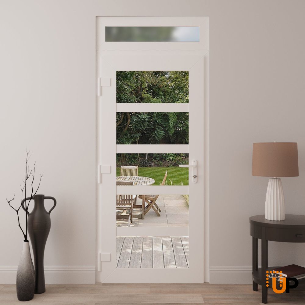 Manux 8522 exterior metal-plastic door 30x94 (30x80+14) white upvc Photo #4