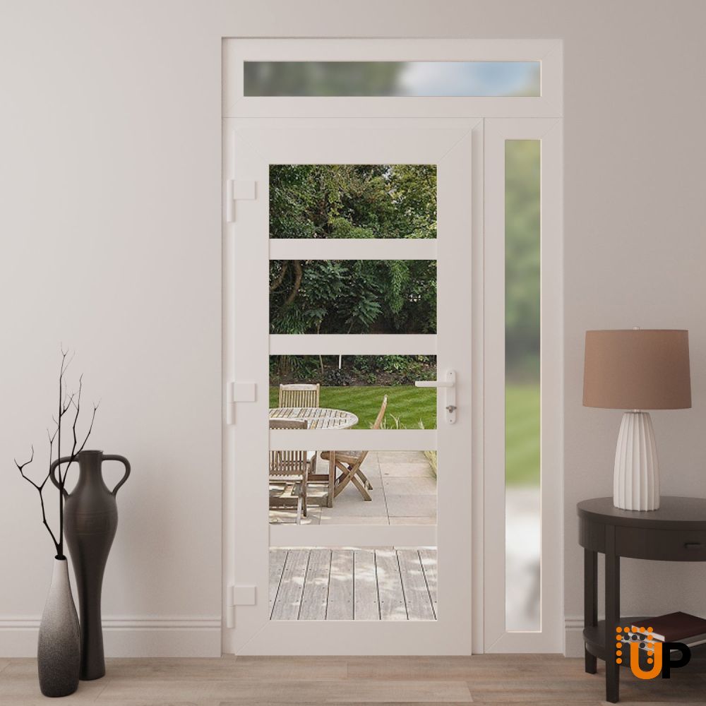 Manux 8522 exterior metal-plastic door 46x94 (30+16x80+14) white upvc Photo #4