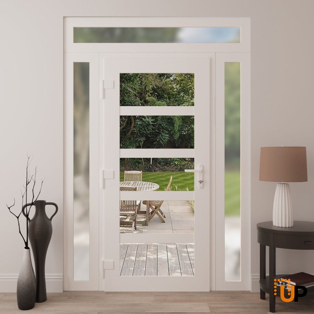 Manux 8522 exterior metal-plastic door 58x94 (14+30+14x80+14) white upvc Photo #4