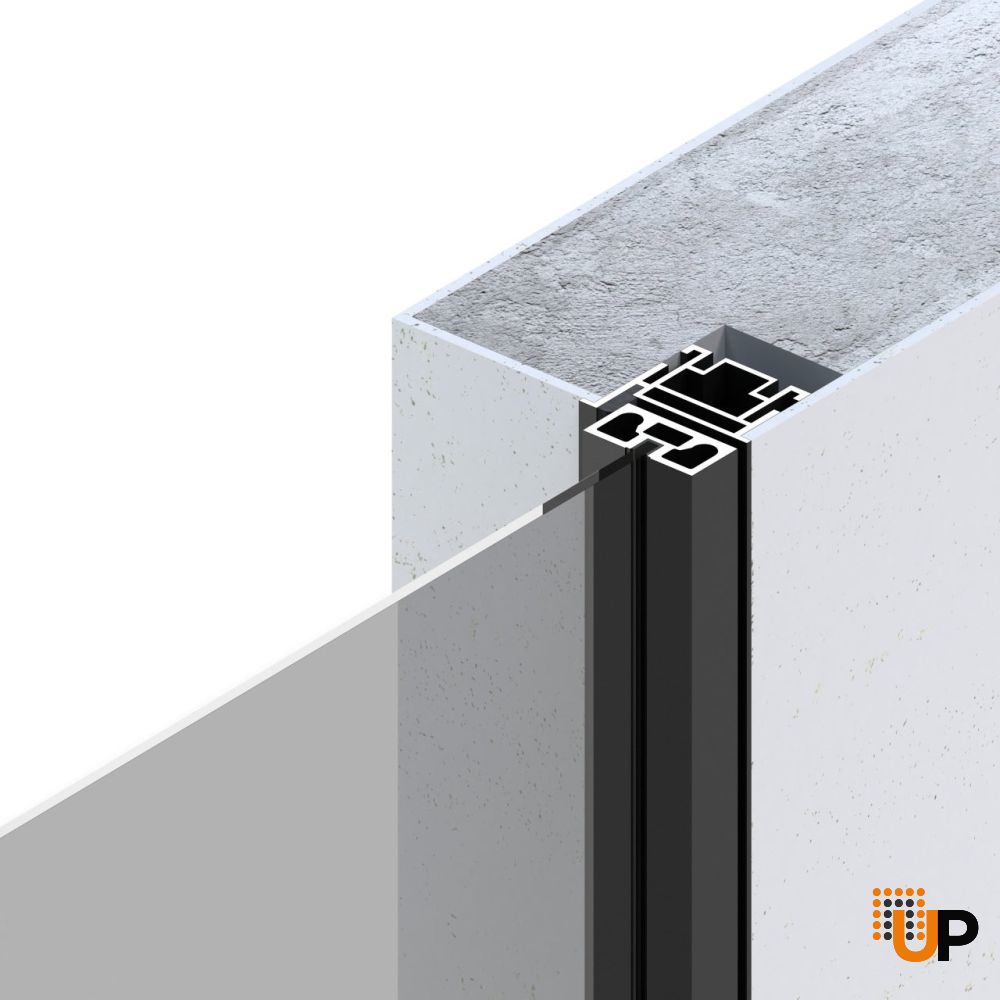 Aluminum Interior Hidden Door | Lumo 1913 Black Frosted Glass with Frame 24" x 80" Right-hand Inswing photo#6