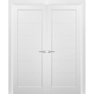 French Double Panel Lite Doors with Hardware | Quadro 4002 White Silk ...
