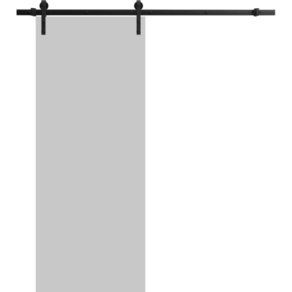 Sliding Barn Door with Hardware | Planum 0010 Matte Grey | 6.6FT Rail Hangers Sturdy Set | Modern Solid Panel Interior Doors