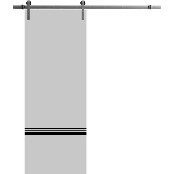Sliding Barn Door with Stainless Steel 6.6ft Hardware | Planum 0012 Matte Grey | Rail Hangers Sturdy Silver Set | Modern Solid Panel Interior Doors