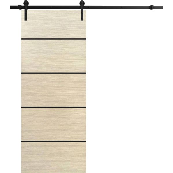 Sliding Barn Door with Hardware | Planum 0015 Natural Veneer | 6.6FT Rail Hangers Sturdy Set | Modern Solid Panel Interior Doors