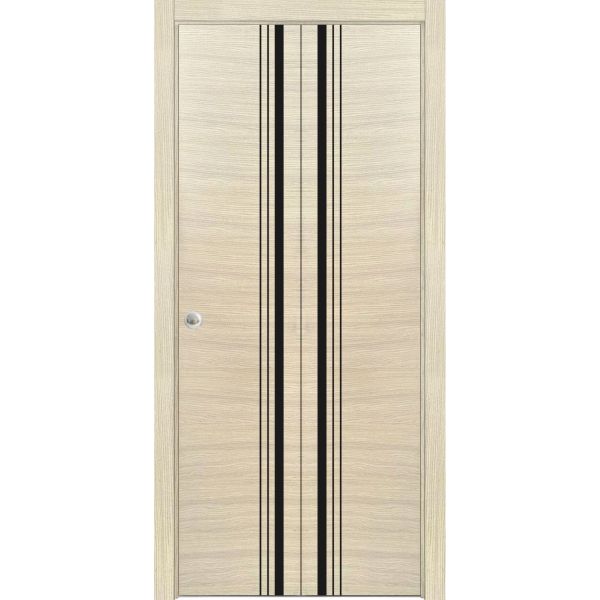 Sliding Closet Bi-fold Doors | Planum 0011 Natural Veneer | Sturdy Tracks Moldings Trims Hardware Set | Wood Solid Bedroom Wardrobe Doors 