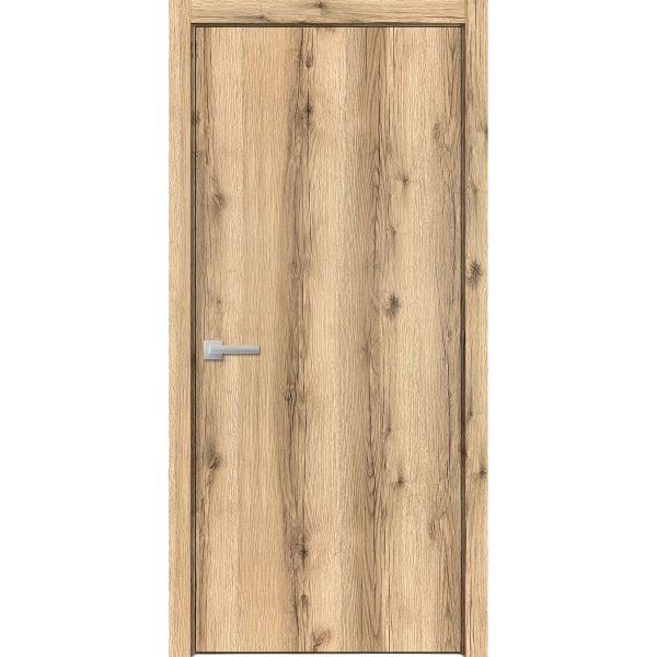 Modern Wood Interior Door with Hardware | Planum 0010 Oak | Single Panel Frame Trims | Bathroom Bedroom Sturdy Doors