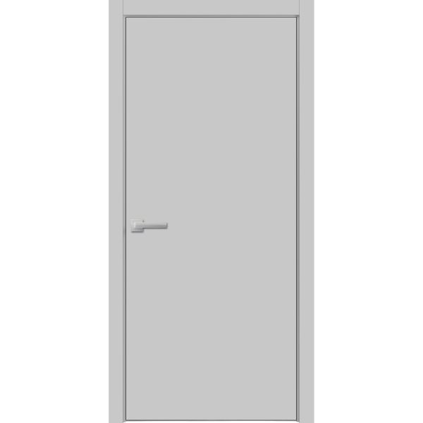 Modern Wood Interior Door with Hardware | Planum 0010 Matte Grey | Single Panel Frame Trims | Bathroom Bedroom Sturdy Doors
