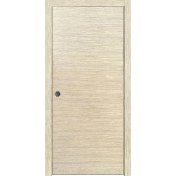 Sliding French Pocket Door with | Planum 0010 Natural Veneer | Kit Trims Rail Hardware | Solid Wood Interior Bedroom Sturdy Doors