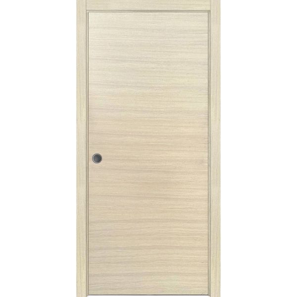 Sliding French Pocket Door with | Planum 0010 Natural Veneer | Kit Trims Rail Hardware | Solid Wood Interior Bedroom Sturdy Doors