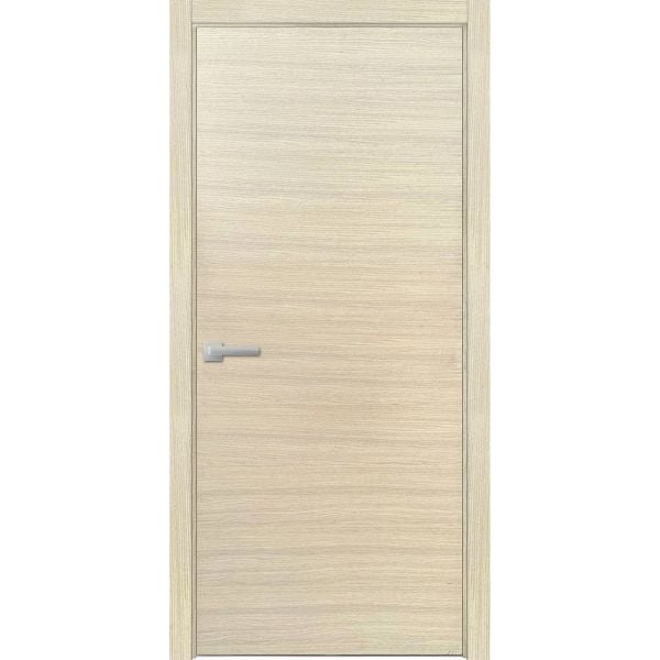 Modern Wood Interior Door with Hardware | Planum 0010 Natural Veneer | Single Panel Frame Trims | Bathroom Bedroom Sturdy Doors