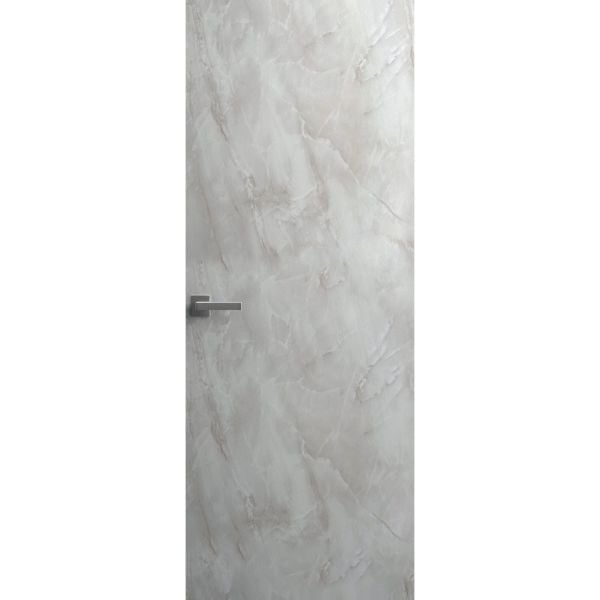 Invisible Solid Hidden Door with Handle | Planum 0010 Onyx with Black Hidden Frame 36" x 96" Left-hand Outswing Black Frame | Concealed Hinges Lock Handle | Modern Frameless Doors