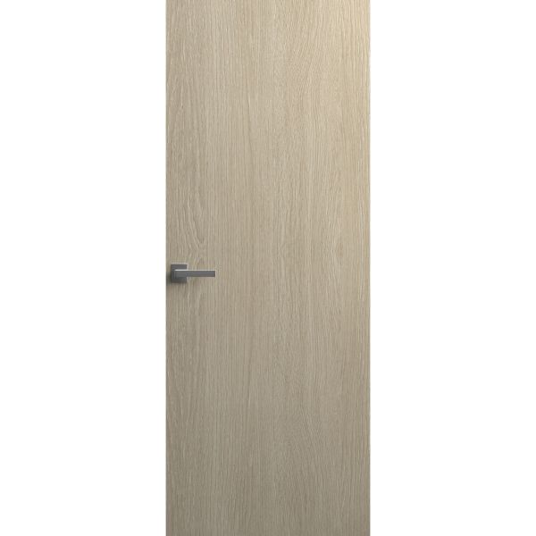 Invisible Solid Hidden Door with Handle | Planum 0010 Oak with Black Hidden Frame 36" x 80" Right-hand Inswing Black Frame | Concealed Hinges Lock Handle | Modern Frameless Doors