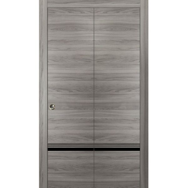 Sliding Closet Bi-fold Doors | Planum 0012 Ginger Ash | Sturdy Tracks Moldings Trims Hardware Set | Wood Solid Bedroom Wardrobe Doors 
