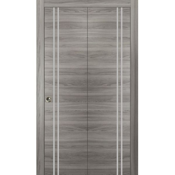 Sliding Closet Bi-fold Doors | Planum 0310 Ginger Ash | Sturdy Tracks Moldings Trims Hardware Set | Wood Solid Bedroom Wardrobe Doors 