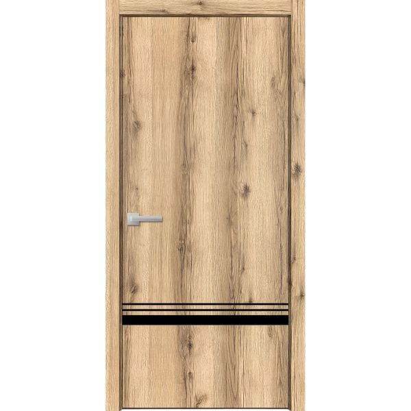 Modern Wood Interior Door with Hardware | Planum 0012 Oak | Single Panel Frame Trims | Bathroom Bedroom Sturdy Doors