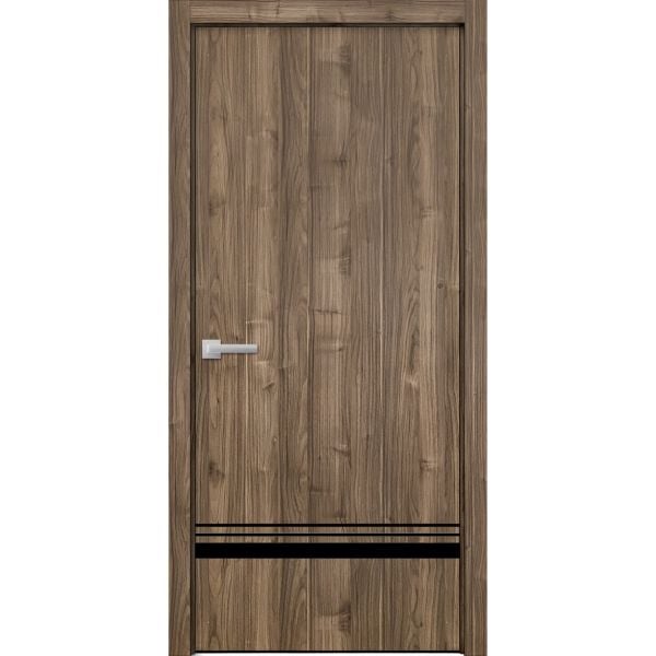 Modern Wood Interior Door with Hardware | Planum 0012 Walnut | Single Panel Frame Trims | Bathroom Bedroom Sturdy Doors