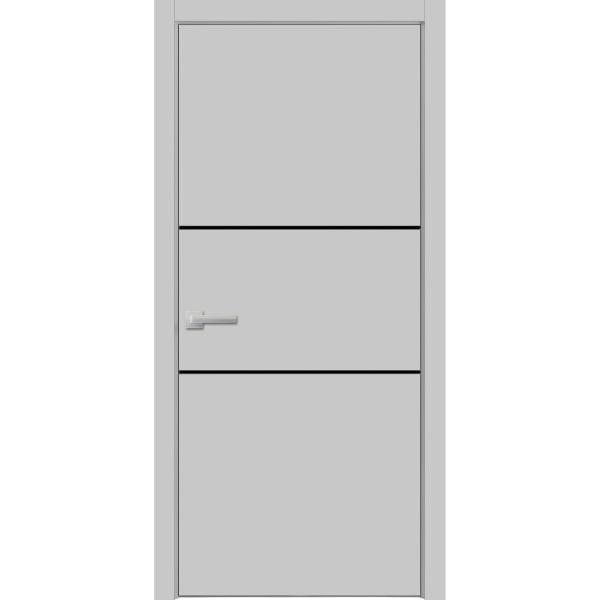 Modern Wood Interior Door with Hardware | Planum 0014 Matte Grey | Single Panel Frame Trims | Bathroom Bedroom Sturdy Doors