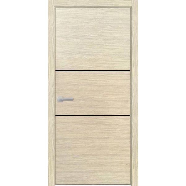 Modern Wood Interior Door with Hardware | Planum 0014 Natural Veneer | Single Panel Frame Trims | Bathroom Bedroom Sturdy Doors