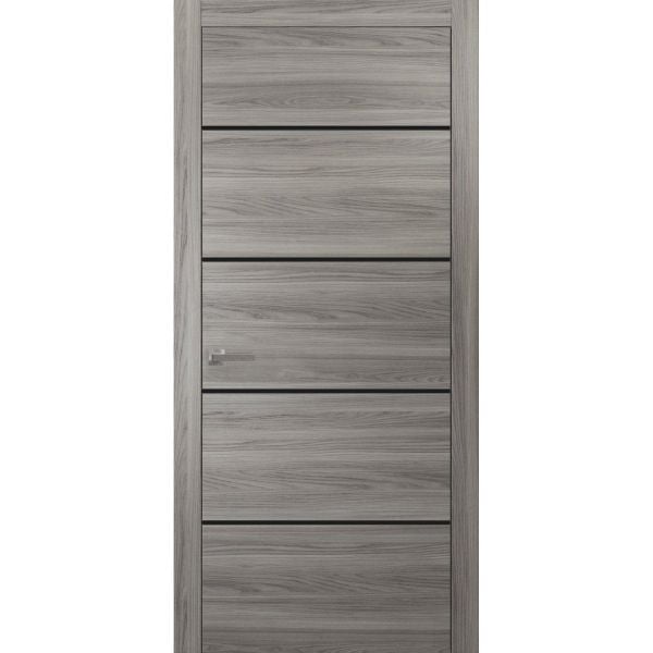 Modern Solid Interior Door with Handle | Planum 0015 Ginger Ash | Single Regural Panel Frame Trims | Bathroom Bedroom Sturdy Doors