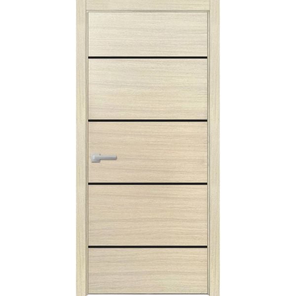 Modern Wood Interior Door with Hardware | Planum 0015 Natural Veneer | Single Panel Frame Trims | Bathroom Bedroom Sturdy Doors