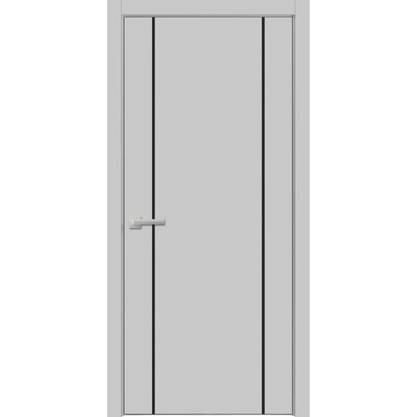Modern Wood Interior Door with Hardware | Planum 0017 Matte Grey | Single Panel Frame Trims | Bathroom Bedroom Sturdy Doors