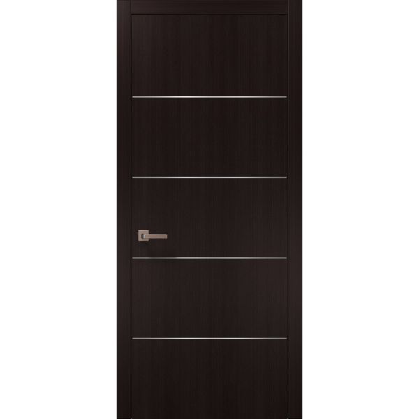 Planum 0020 Interior Modern Flush Solid Pre-hung Door Wenge with Trims Frame Lever