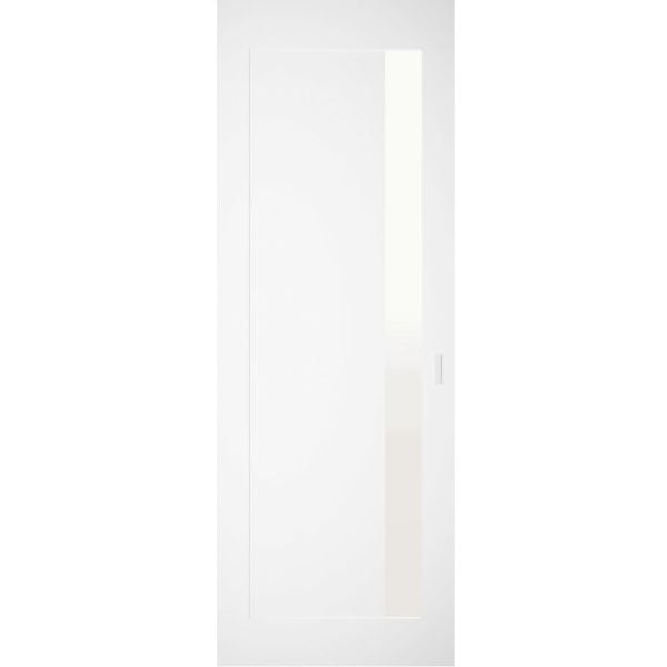 Hidden Barn | Planum 0660 Painted White with Frosted Glass | Sturdy Finished Flush Modern Doors | Magic Concealed Sliding Set 36" x 80"