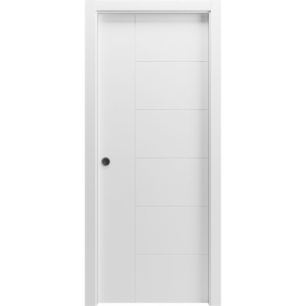 Sliding Pocket Door 18 x 84 inches / Mela 0716 Painted White / Kit Rail Hardware / MDF Interior Bedroom Modern Doors