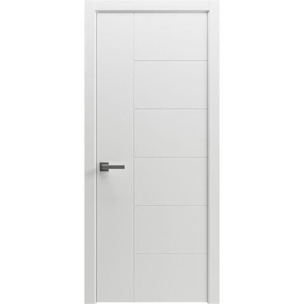 Interior Solid French Door 18" x 80" inches / Mela 0716 Painted White / Single Regular Panel Frame Handle / Bathroom Bedroom Modern Doors