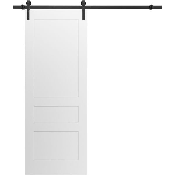 Modern Barn Door 18" x 80" inches / Mela 0733 Painted White / 6.6FT Rail Track Heavy Hardware Set / Solid Panel Interior Doors