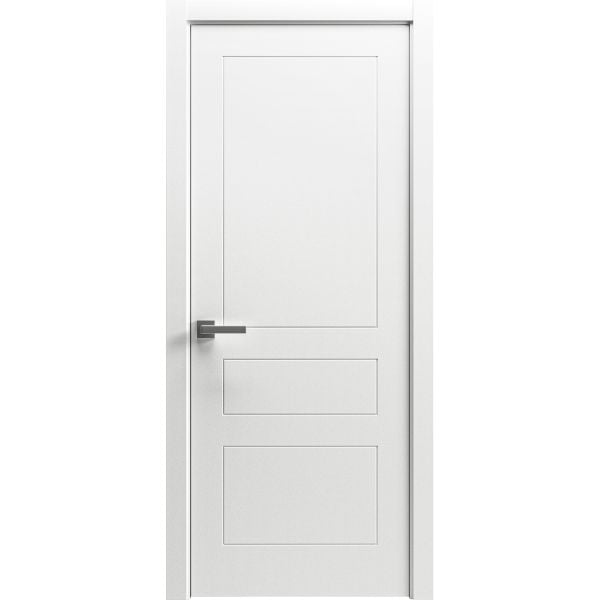 Interior Solid French Door 18" x 80" inches / Mela 0733 Painted White / Single Regular Panel Frame Handle / Bathroom Bedroom Modern Doors