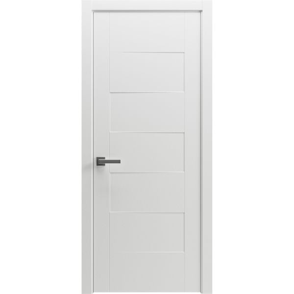 Interior Solid French Door 42" x 84" inches / Mela 0755 Painted White / Single Regular Panel Frame Handle / Bathroom Bedroom Modern Doors