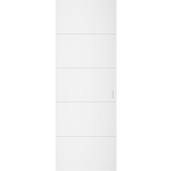 Hidden Barn | Planum 0770 Painted White | Sturdy Finished Flush Modern Doors | Magic Concealed Sliding Set 36" x 84"