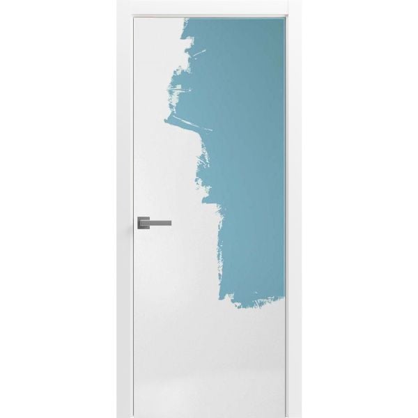 Modern Wood Interior Door with Hardware | Planum 0010 Primed | Single Panel Frame Trims | Bathroom Bedroom Sturdy Doors