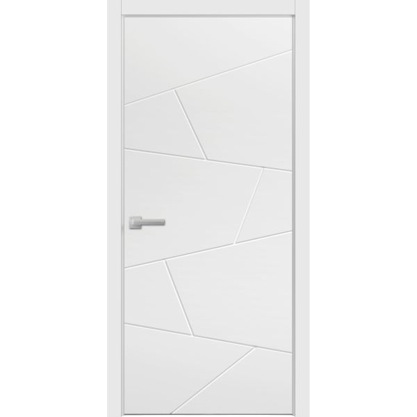 Modern Wood Interior Door with Hardware | Planum 0990 White Silk | Single Panel Frame Trims | Bathroom Bedroom Sturdy Doors-36" x 96"