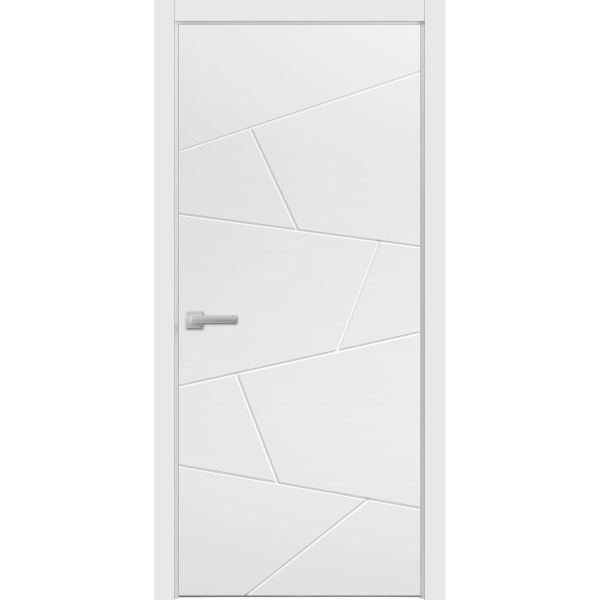 Modern Wood Interior Door with Hardware | Planum 0990 Painted White Matte | Single Panel Frame Trims | Bathroom Bedroom Sturdy Doors