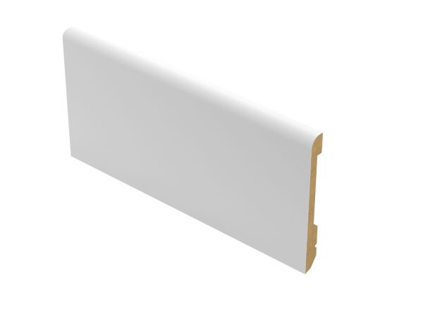 Armalux 8 x 8Ft Pack | Matte White Interior Baseboard | PVC Film-Covered MDF - Slim Profile 1/2" Width - 4.25"
