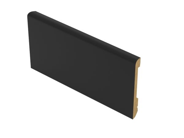 Armalux 8 x 8Ft Pack | Matte Black Interior Baseboard | PVC Film-Covered MDF - Slim Profile 1/2" Width - 4.25"
