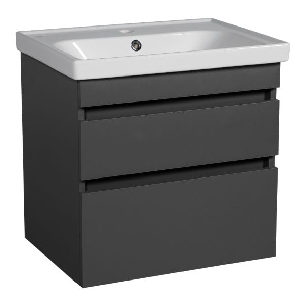 Modern Wall-Mounted Bathroom Vanity with Washbasin | Niagara Gray Matte Collection | Non-Toxic Fire-Resistant MDF