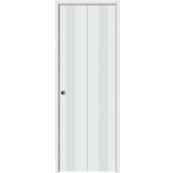Sliding Closet Bi-fold Doors 36 x 80 inches | BASIC 0111 Arctic White | Sturdy Tracks Moldings Trims Hardware Set | Wood Solid Bedroom Wardrobe Doors