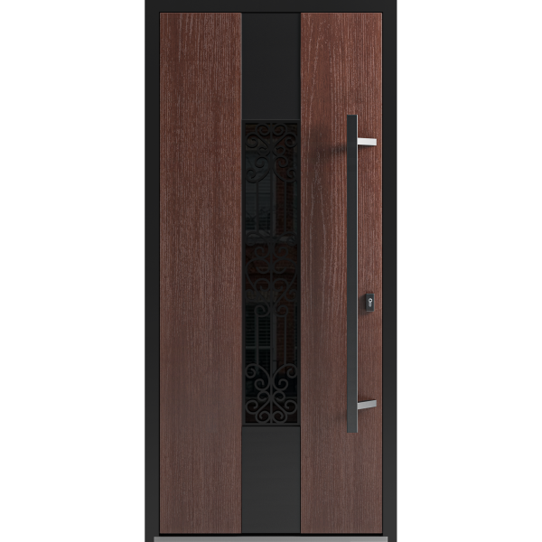 Front Exterior Prehung Steel Door / Ronex 1205 Red Oak / Entry Metal Modern Painted W36" x H80" Left hand Inswing