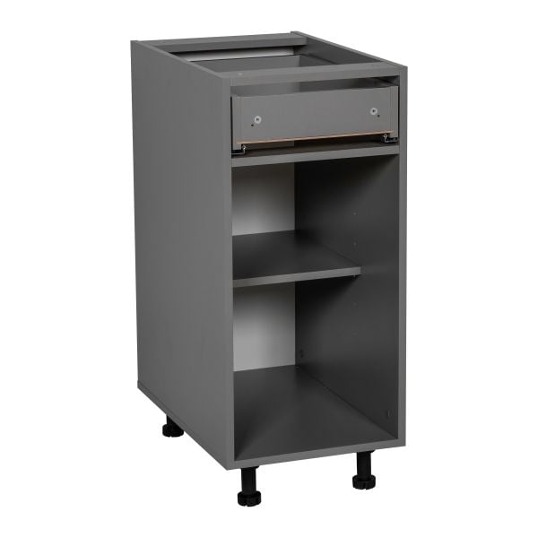 15" Base Cabinet Single Door Single Drawer Grey