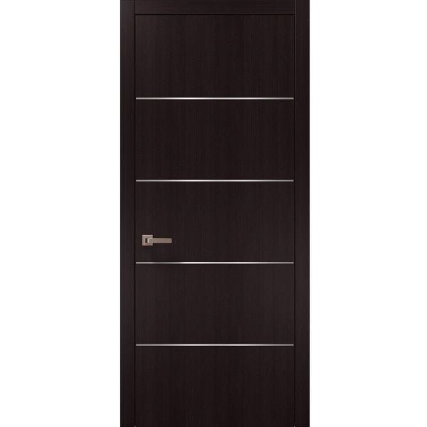 Modern Wood Interior Door with Hardware | Planum 0020 Wenge 36" x 80" | Single Panel Frame Trims | Bathroom Bedroom Sturdy Doors