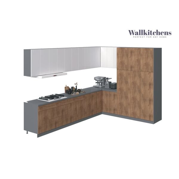 Kitchen Timeless Collection Natural Teak & White Gloss Color Base Size 12Ft Wide