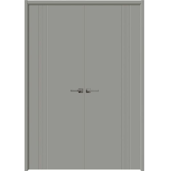 Interior Solid French Double Doors 56 x 80 inches | BASIC 0111 Dove Grey | Wood Interior Solid Panel Frame | Closet Bedroom Modern Doors