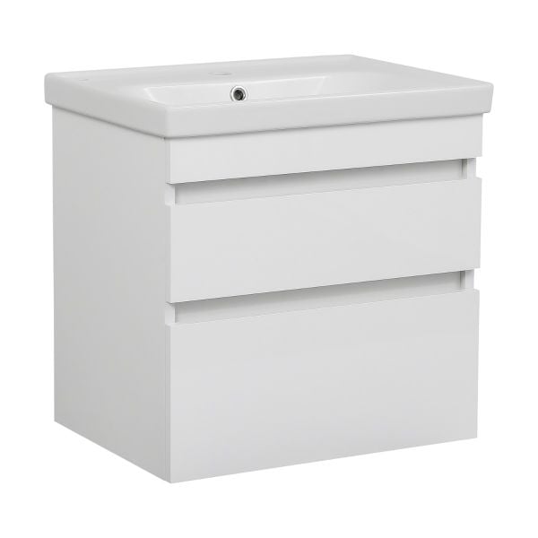 Modern Wall-Mounted Bathroom Vanity with Washbasin | Niagara White High Gloss Collection | Non-Toxic Fire-Resistant MDF-24"