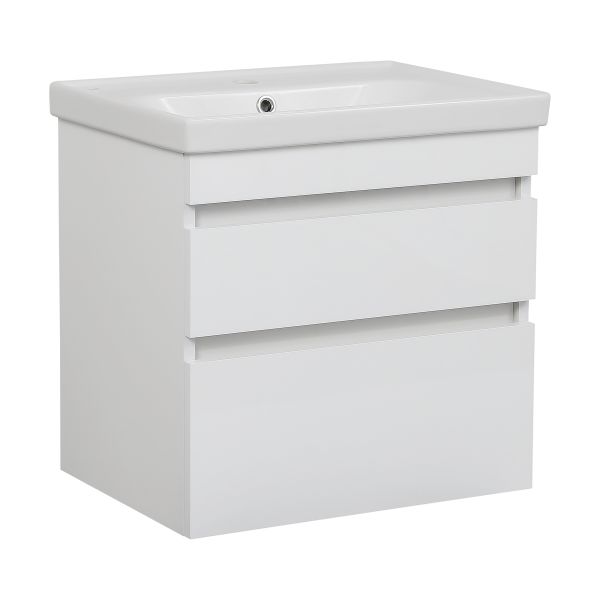 Modern Wall-Mounted Bathroom Vanity with Washbasin | Niagara White High Gloss Collection | Non-Toxic Fire-Resistant MDF-40"