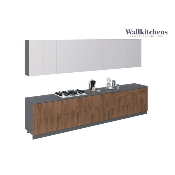 Kitchen Signature Collection Natural Teak & White Gloss Color Base Size 13Ft Wide