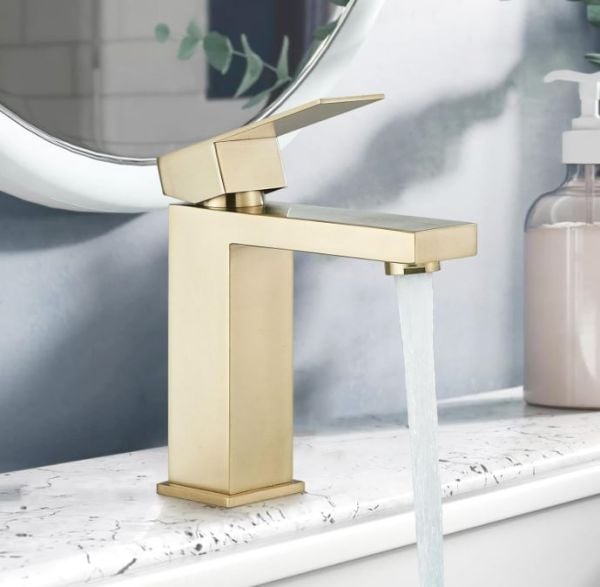 Gold Bathroom Faucet, Single Handle Bathroom Faucet for Sink 1 Hole, Lavatory Vanity Tap