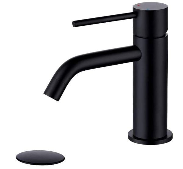 Brass Matte Black Sink Faucet, Single Handle Bathroom Faucet for Sink 1 Hole, Lavatory Vanity Tap